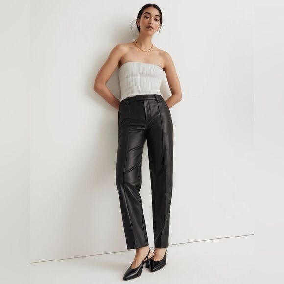 NWT Madewell x Aimee Song Slim Tapered Pants in Faux Leather - Picture 2 of 11